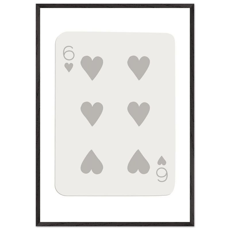Minimalist Six of Hearts Card Print - Framed Poster Art with Eco-Friendly Wood Frame - Perfect for Modern Decor - Vibrantwalls