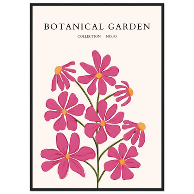 Vibrant Botanical Garden Framed Poster – Pink Cosmos & Abstract Floral Art Print | Ready-to-Hang in Various Sizes - Vibrantwalls