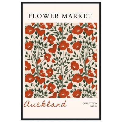 Auckland Flower Market Framed Poster – Vibrant Poppy Art Print | Ready-to-Hang Floral Decor - Vibrantwalls