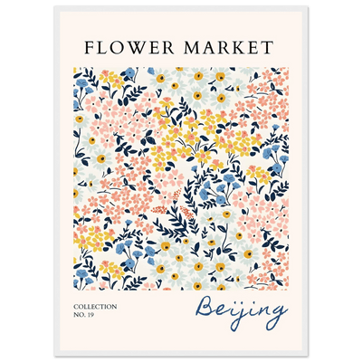 Flower Market Beijing Framed Poster – Whimsical Floral Art Print in Pastel Hues | Ready-to-Hang Wall Decor - Vibrantwalls