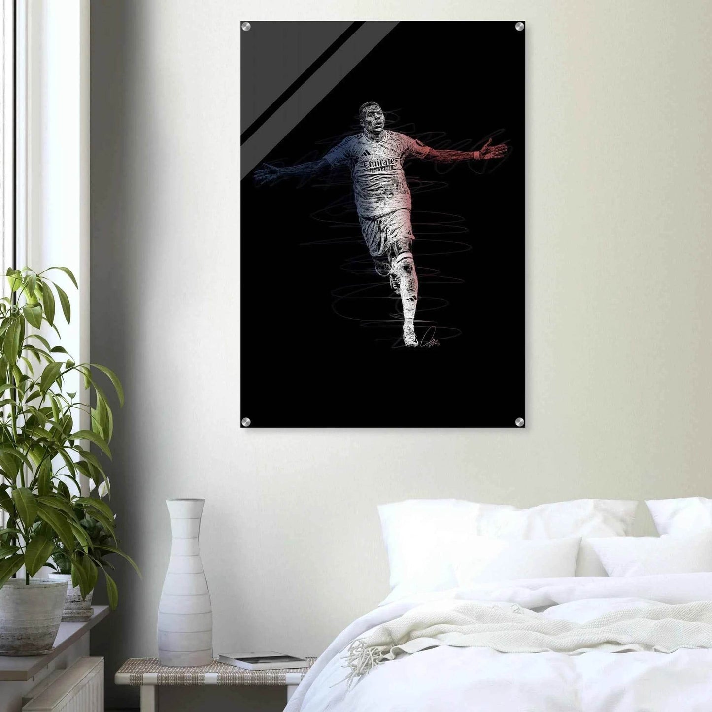 Kylian Mbappé Wall Art Acrylic Print – Dynamic Modern Football Artwork in Various Sizes - Vibrantwalls