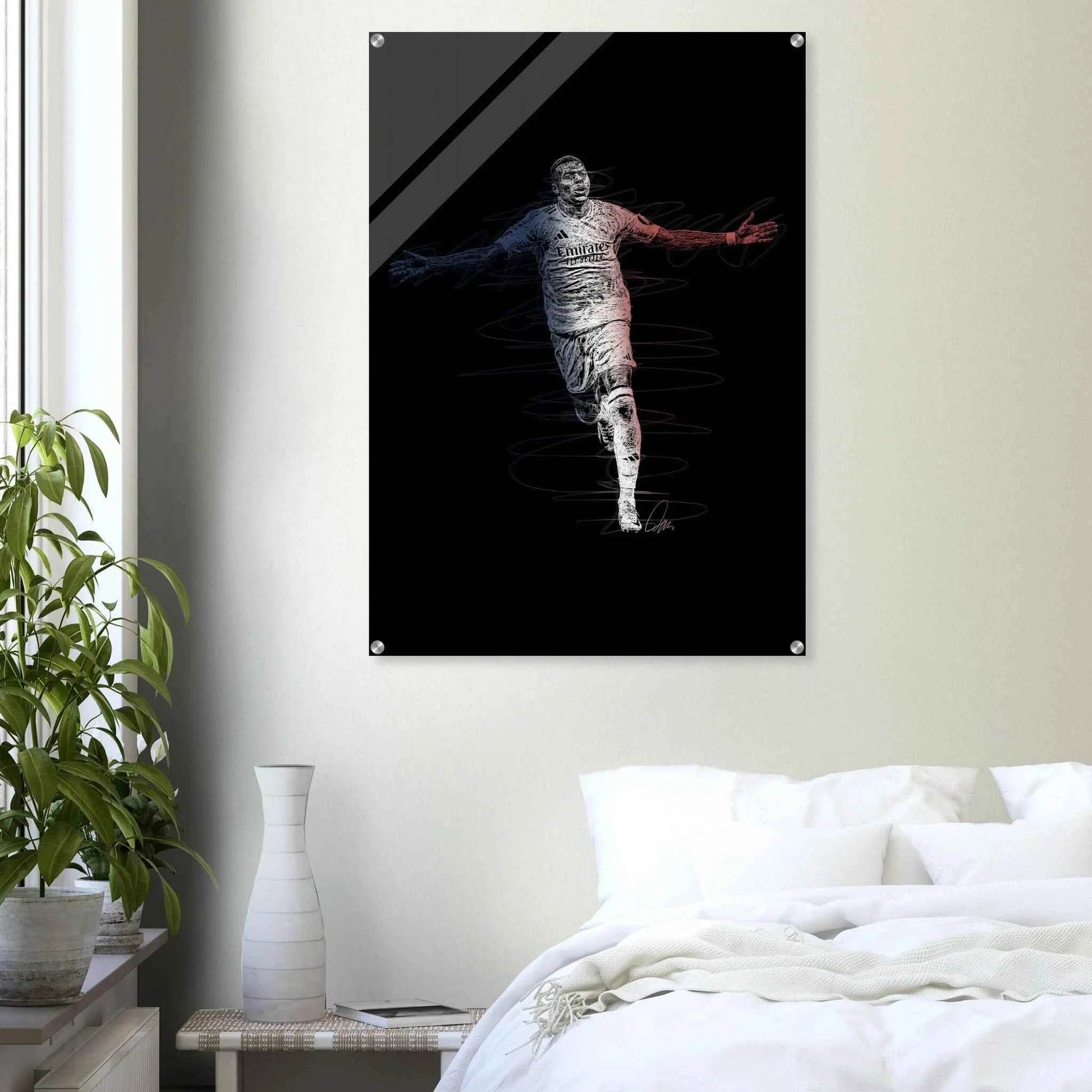 Kylian Mbappé Wall Art Acrylic Print – Dynamic Modern Football Artwork in Various Sizes - Vibrantwalls