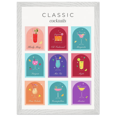 Classic Cocktails Set Nine Drink Recipes - Vibrantwalls