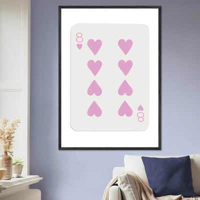 Minimalist Eight of Hearts Poker Card Print - Mounted Framed Art in Eco-Friendly Wood Frame - Vibrantwalls
