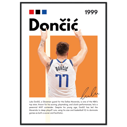 Luka Dončić El Matador Mavericks Framed Poster 70x100 cm 28x40″ Black frame Vibrantwalls