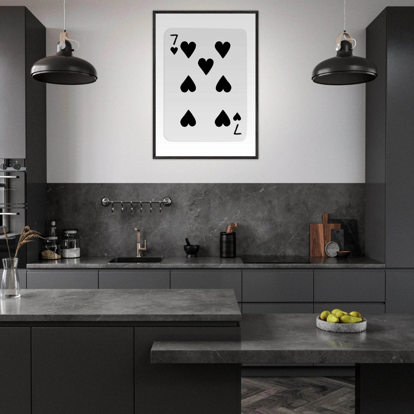 Seven of Spades Poker Card Print - Mounted & Framed Wall Art, Eco-Friendly Wood Frame in Multiple Finishes - Vibrantwalls