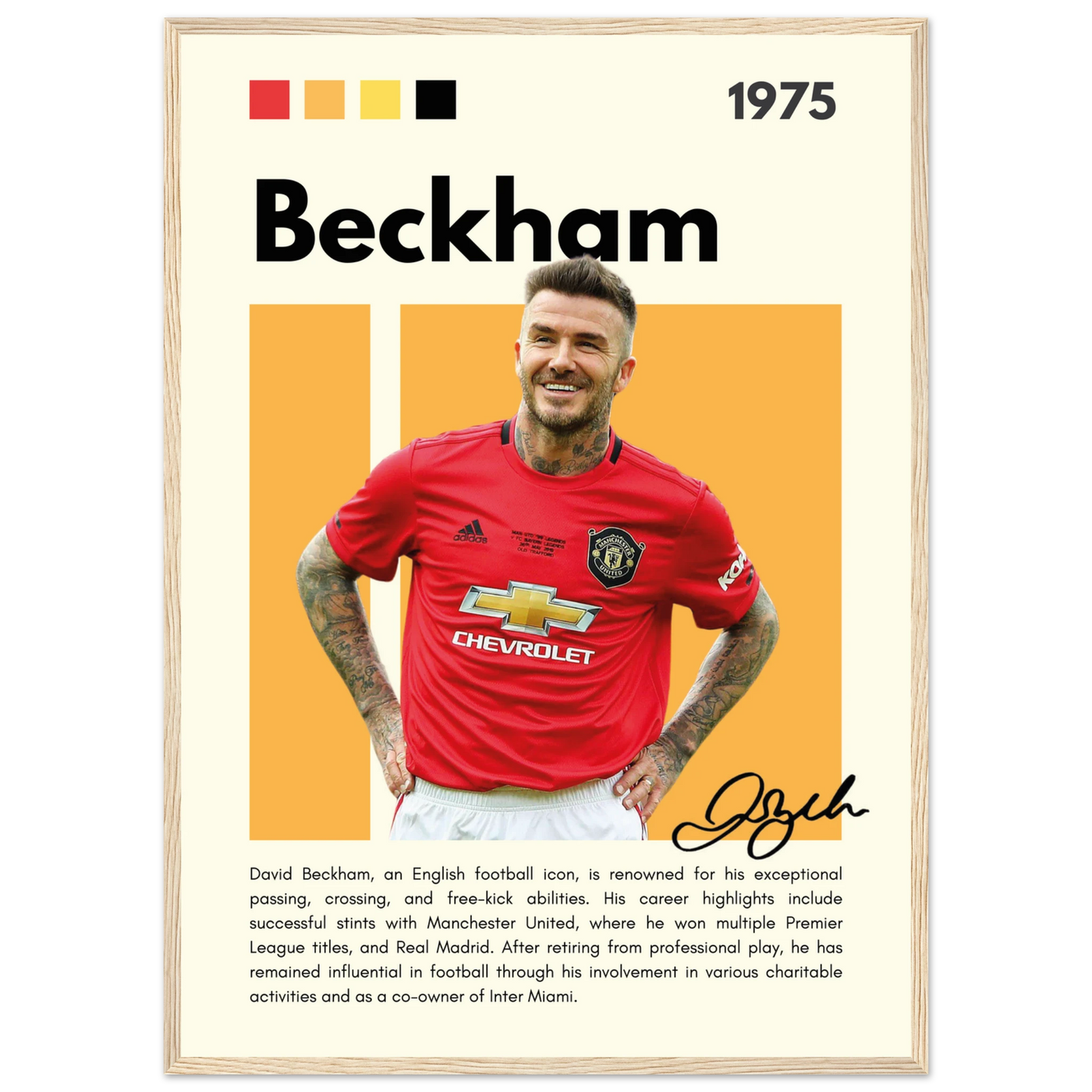 David Beckham Manchester United Soccer Framed Poster 50x70 cm 20x28″ Wood frame Vibrantwalls