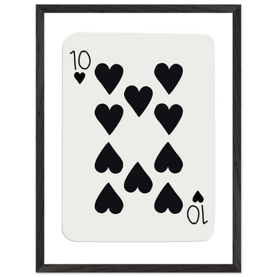 Minimalist Ten of Hearts Poker Card Print - Mounted Framed Poster Art, Eco-Friendly Wood Frame - Vibrantwalls