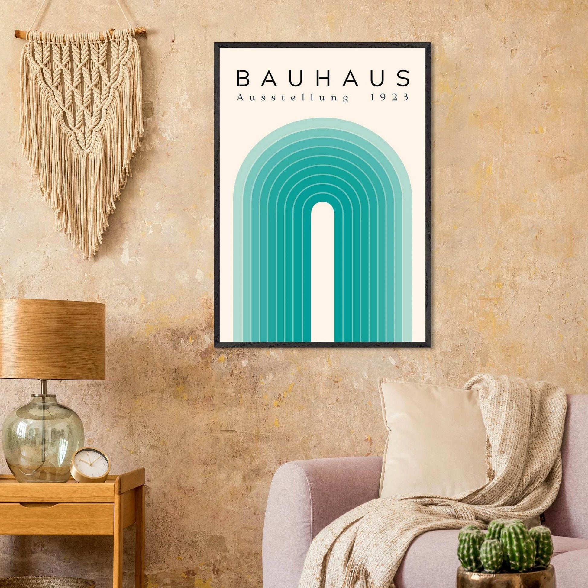 Bauhaus Ausstellung 1923 Teal Cream Movement Style Design Wall Art - Vibrantwalls