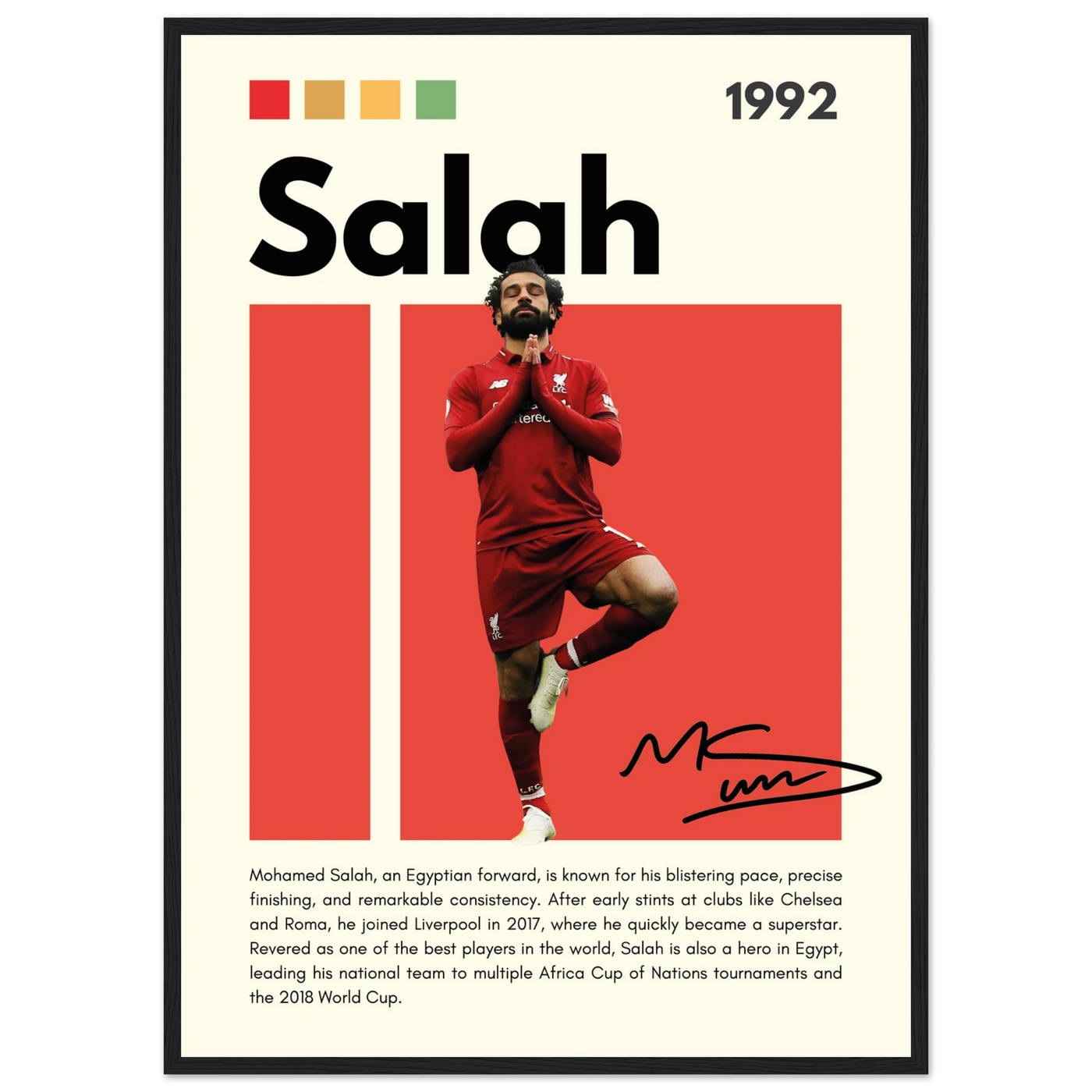 Mohamed Salah Liverpool FC Framed Poster – Iconic Yoga Pose Football Art Print 50x70 cm 20x28″ Black frame Vibrantwalls