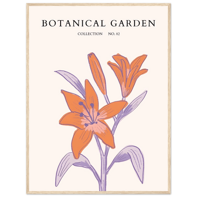 Botanical Garden Lily Print – Orange & Lavender Framed Poster | Elegant Nature Art for Modern Spaces, Ready-to-Hang - Vibrantwalls