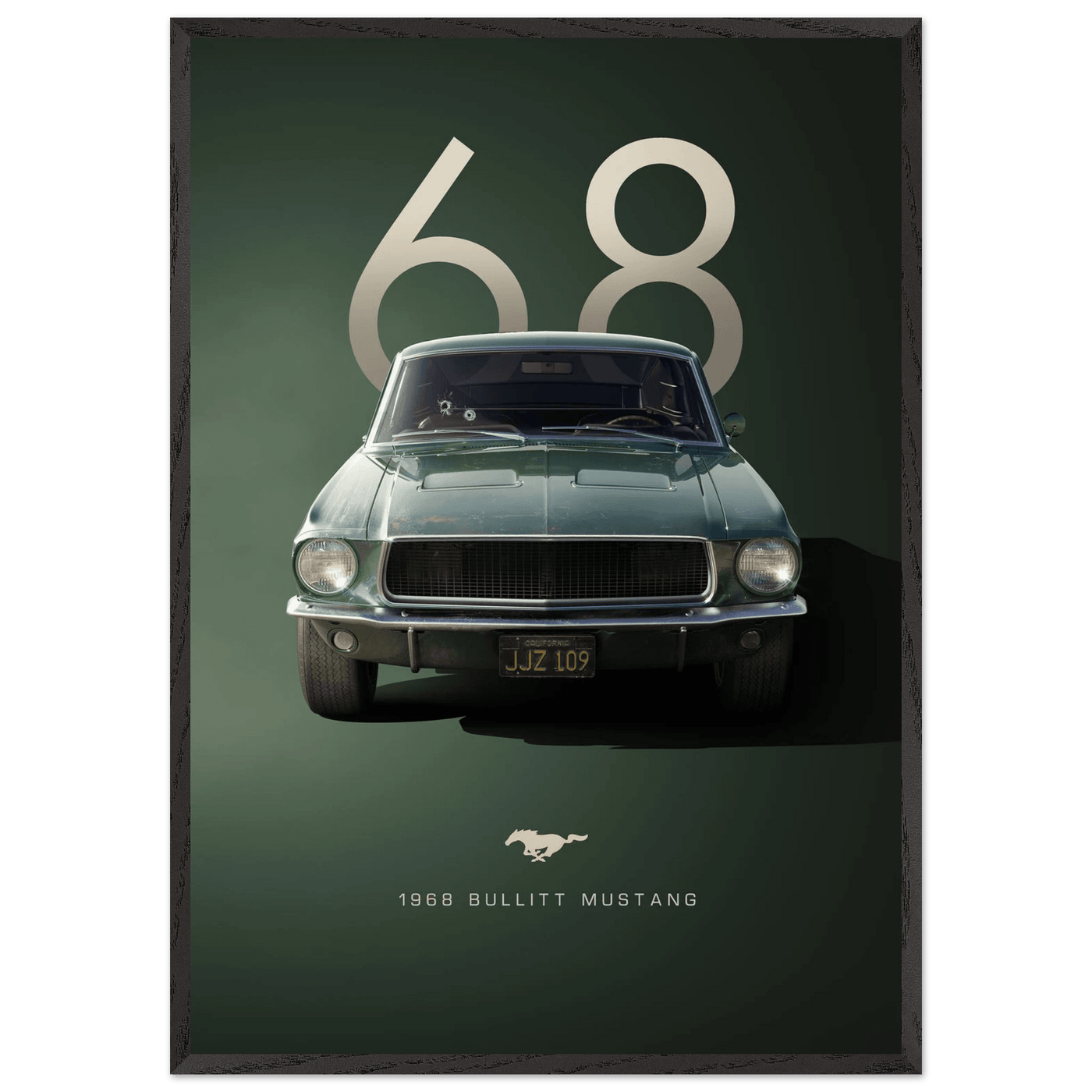 1968 Bullitt Mustang GT - 50th Anniversary Framed Poster | Iconic Automotive Art, Ready-to-Hang - Vibrantwalls