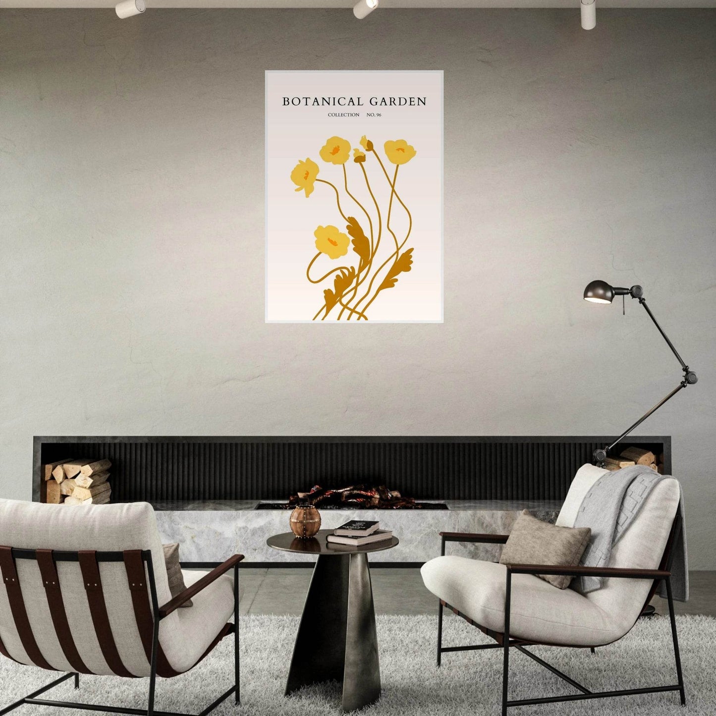 Botanical Garden Framed Art Print – Golden Poppies Abstract Wall Decor | Ready-to-Hang Nature Collection - Vibrantwalls