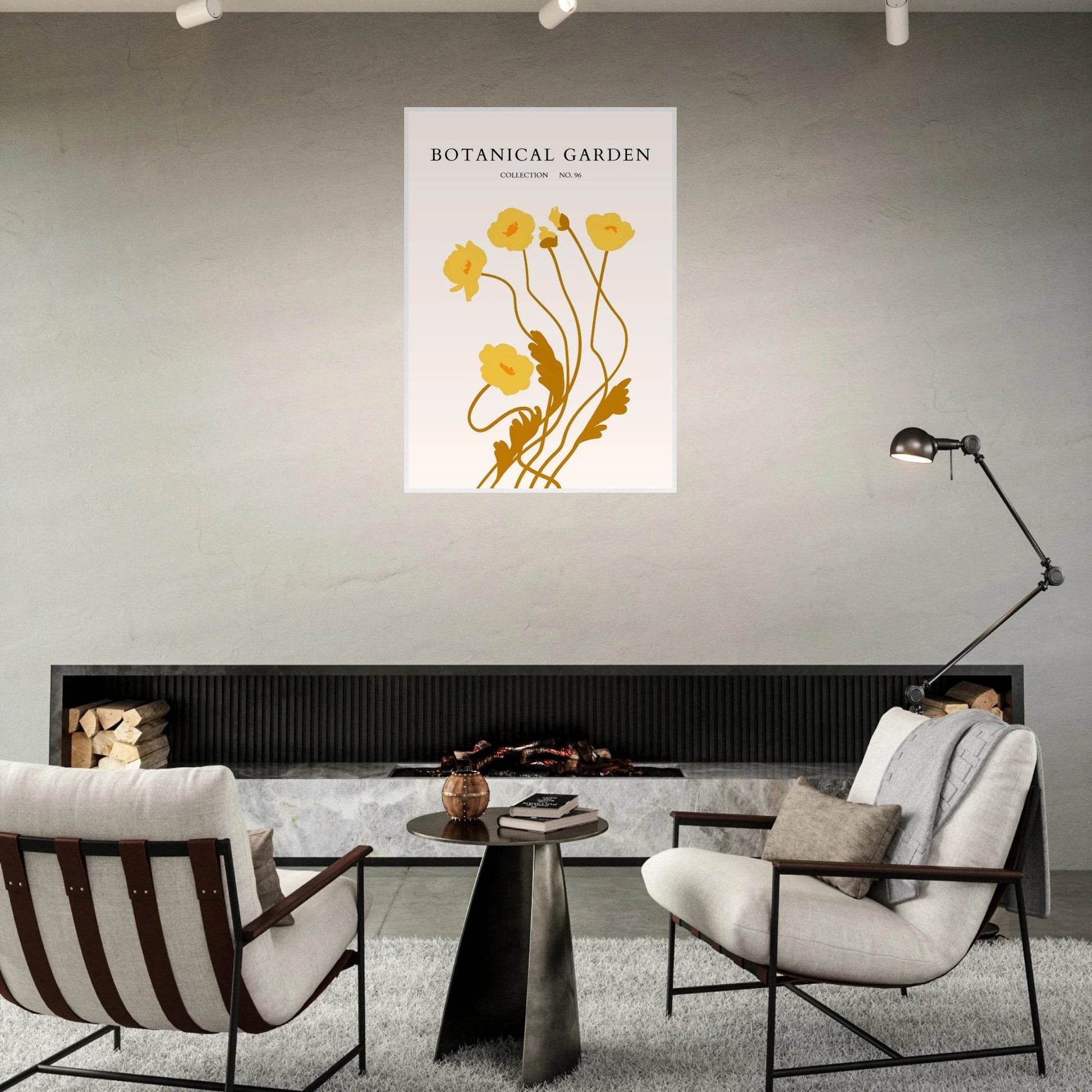 Botanical Garden Framed Art Print – Golden Poppies Abstract Wall Decor | Ready-to-Hang Nature Collection - Vibrantwalls