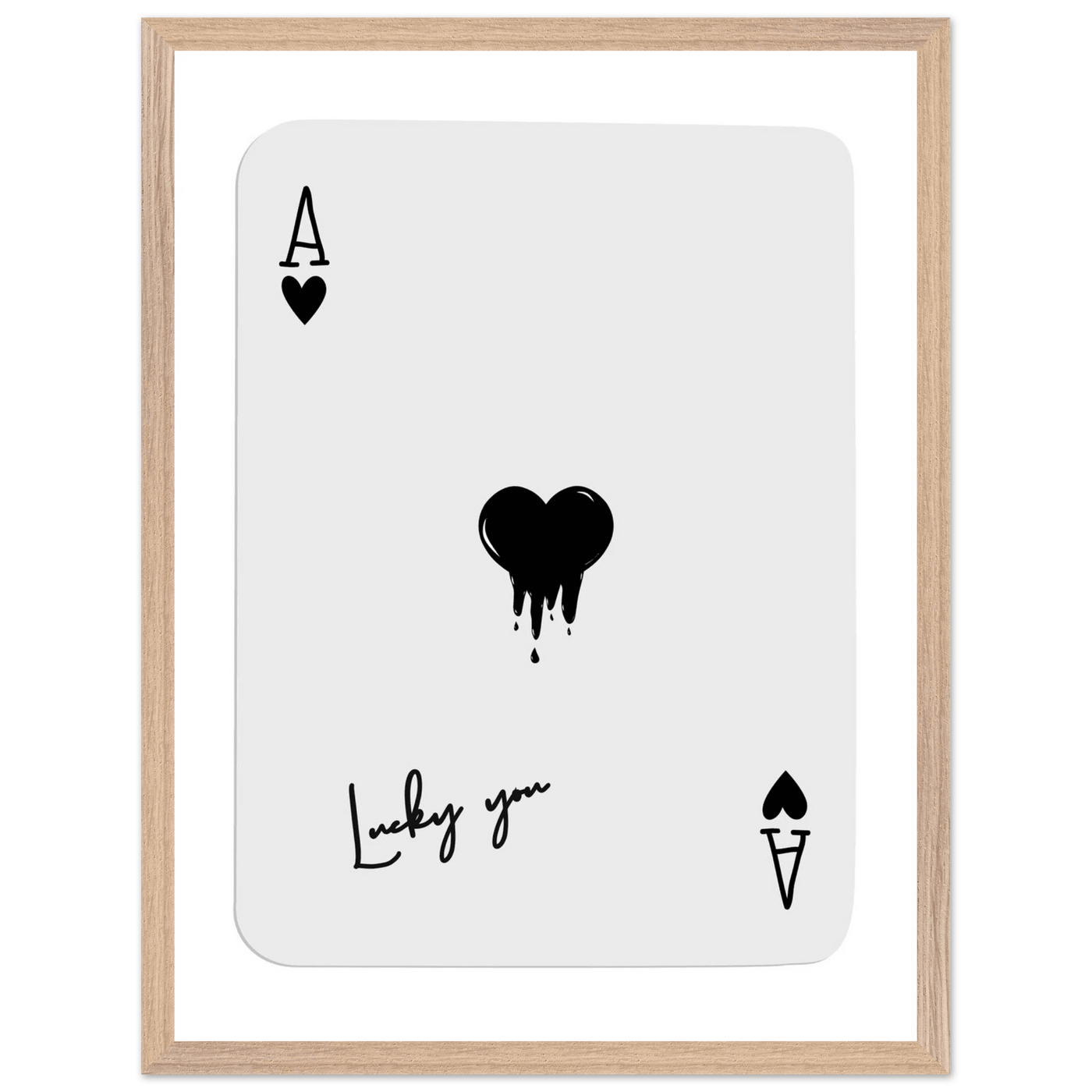 Lucky Ace of Hearts Dripping Art Print - Framed Poster, Modern Poker Card Decor, Eco-Friendly Wood Frame - Vibrantwalls