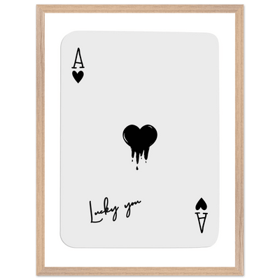 Lucky Ace of Hearts Dripping Art Print - Framed Poster, Modern Poker Card Decor, Eco-Friendly Wood Frame - Vibrantwalls
