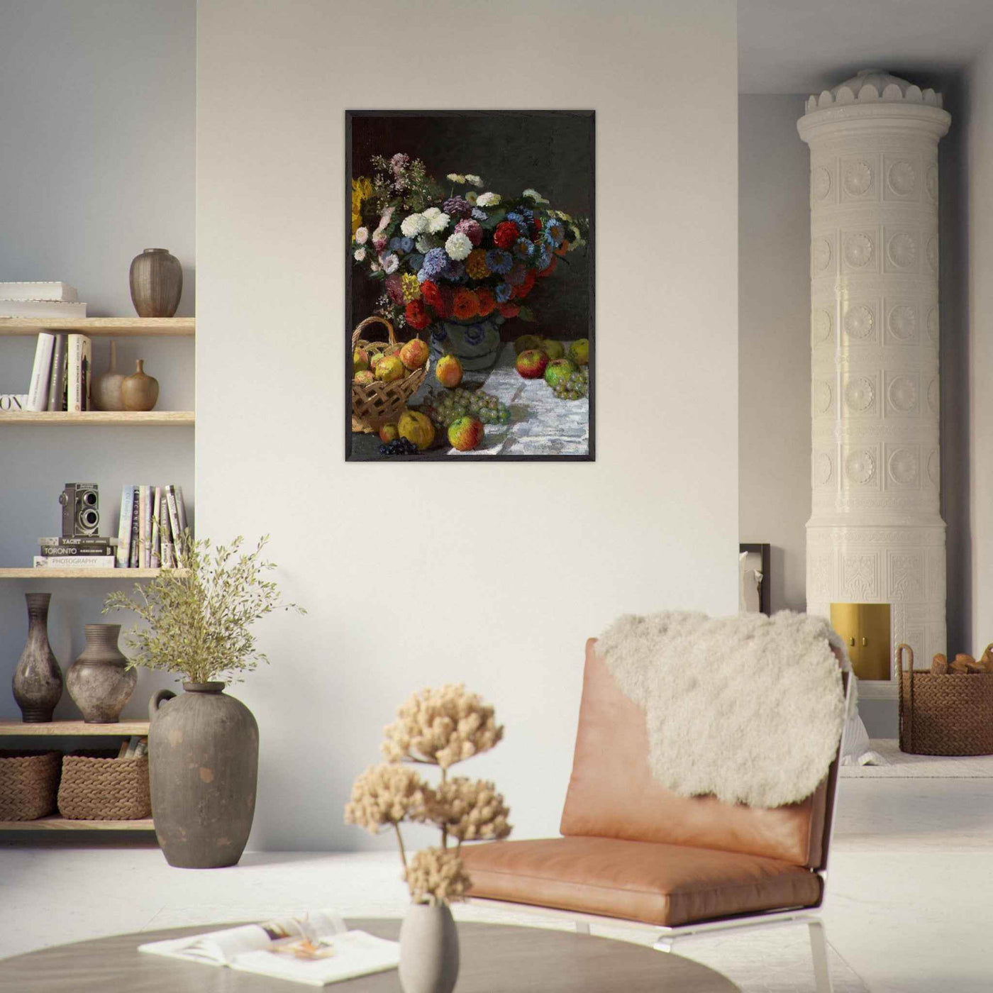 Still Life Wall Art Print of Flowers and Fruit for Elegant Home Decor - Vibrantwalls