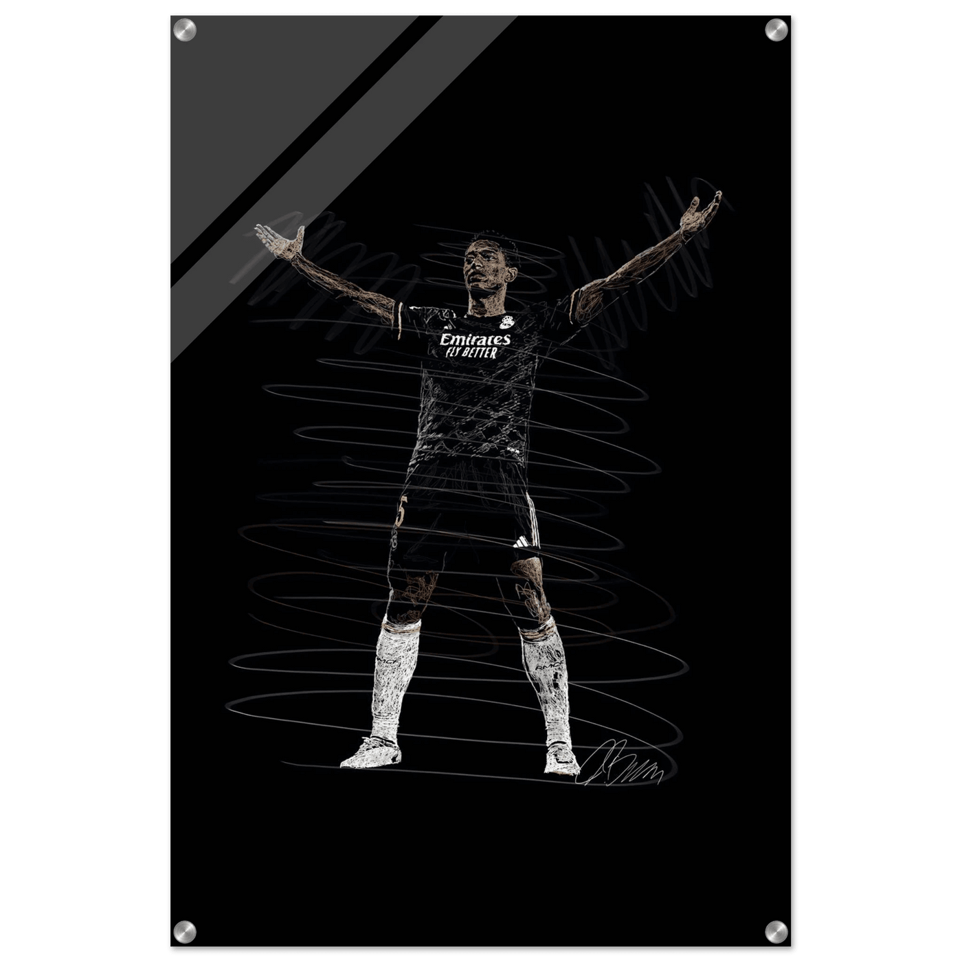 Football Legend Acrylic Print – Dynamic Sketch Art for Modern Sports Fans - Vibrantwalls