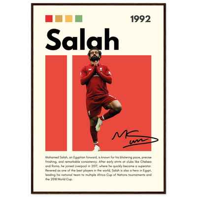 Mohamed Salah Liverpool FC Framed Poster – Iconic Yoga Pose Football Art Print 70x100 cm 28x40″ Dark wood frame Vibrantwalls
