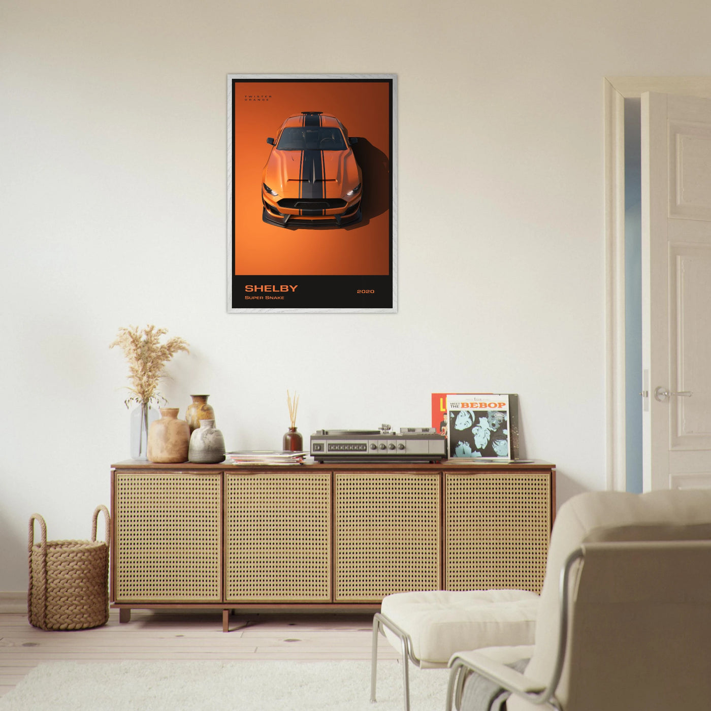 Shelby Super Snake 2020 "Twister Orange" Framed Poster | Modern Automotive Art, Ready-to-Hang Premium Quality Vibrantwalls