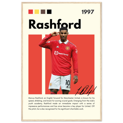 Marcus Rashford Manchester United Soccer Framed Poster – Iconic Red Devil Art Print 60x90 cm 24x36″ Wood frame Vibrantwalls