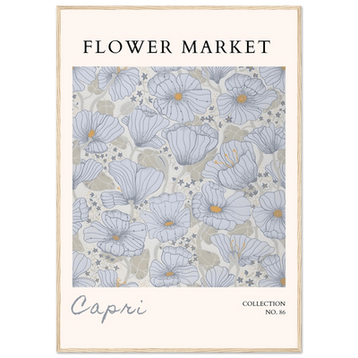 Capri Flower Market Framed Poster – Serene Floral Art Print in Cool Tones | Ready-to-Hang Wall Decor - Vibrantwalls