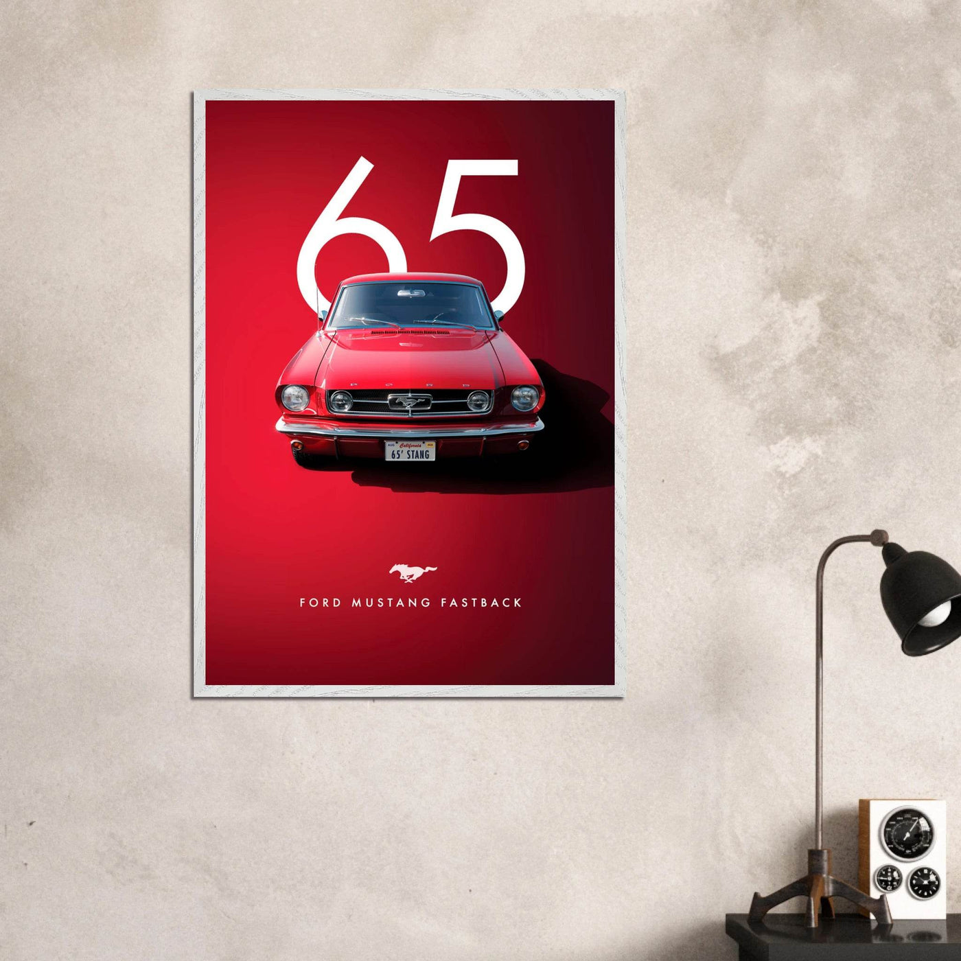 Iconic '65 Ford Mustang Fastback Framed Poster | Timeless Automotive Art, Ready-to-Hang in Your Style - Vibrantwalls