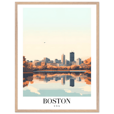Boston Cityscape Framed Poster – Modern Travel Wall Art with Wooden Frame & Multiple Sizes - Vibrantwalls