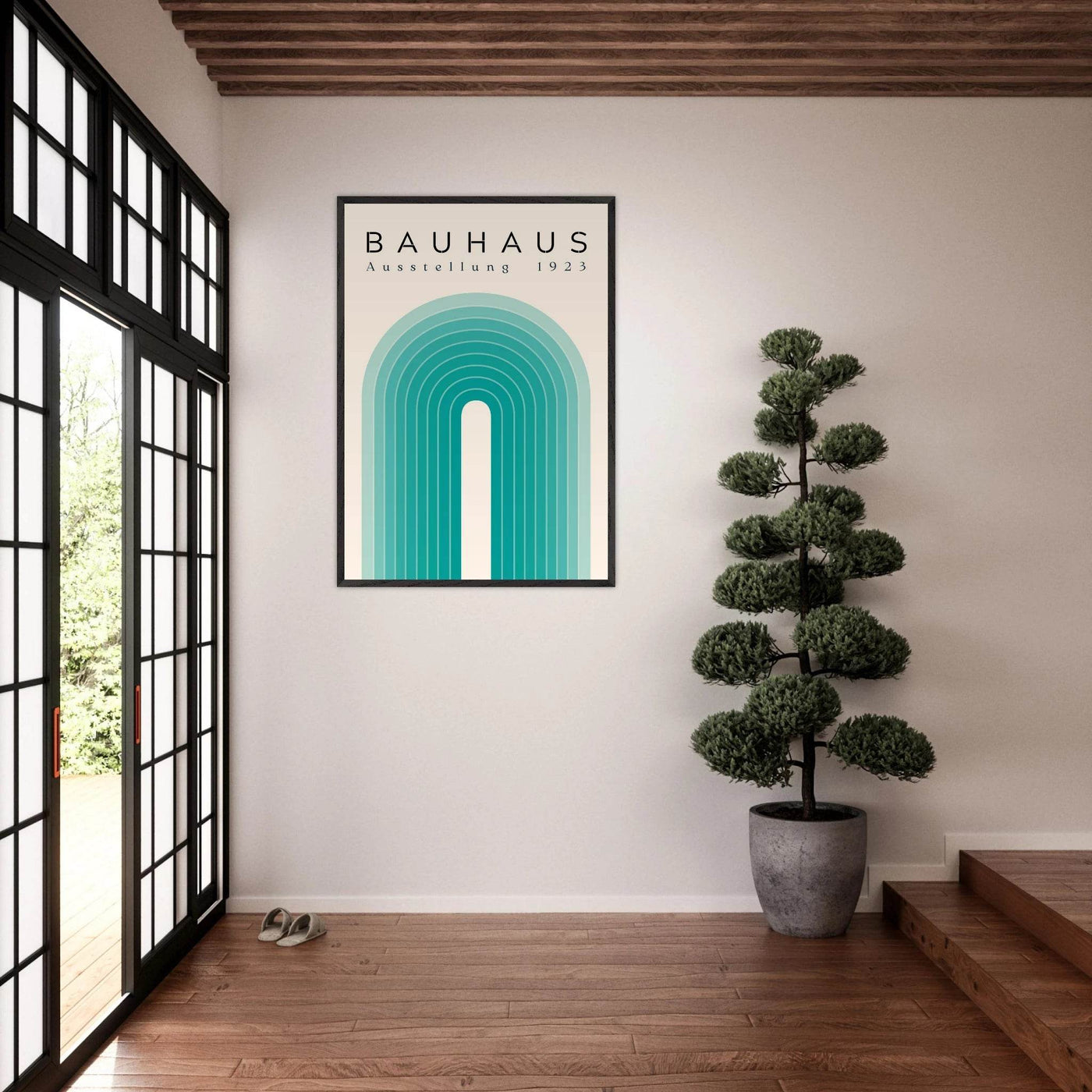 Bauhaus Ausstellung 1923 Teal & Cream - Vibrantwalls