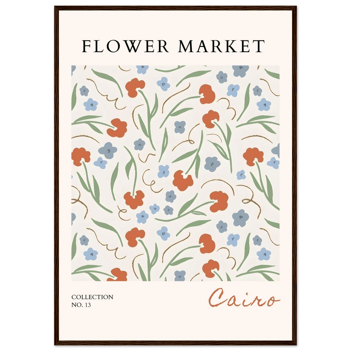 Flower Market Cairo Framed Poster – Abstract Floral Art Print | Earthy Tones & Ready-to-Hang Decor - Vibrantwalls