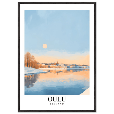 Oulu Finland Framed Poster – Serene Winter Sunset Wall Art with Wooden Frame - Vibrantwalls