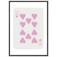 Ten of Hearts Poker Card Print - Soft Pink & Cream Mounted Framed Poster Art, Eco-Friendly Wood Frame - Vibrantwalls