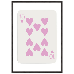 Ten of Hearts Poker Card Print - Soft Pink & Cream Mounted Framed Poster Art, Eco-Friendly Wood Frame - Vibrantwalls
