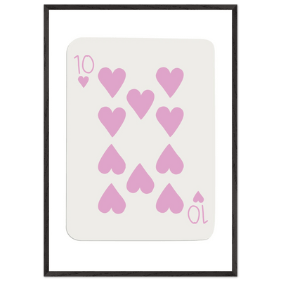 Ten of Hearts Poker Card Print - Soft Pink & Cream Mounted Framed Poster Art, Eco-Friendly Wood Frame - Vibrantwalls