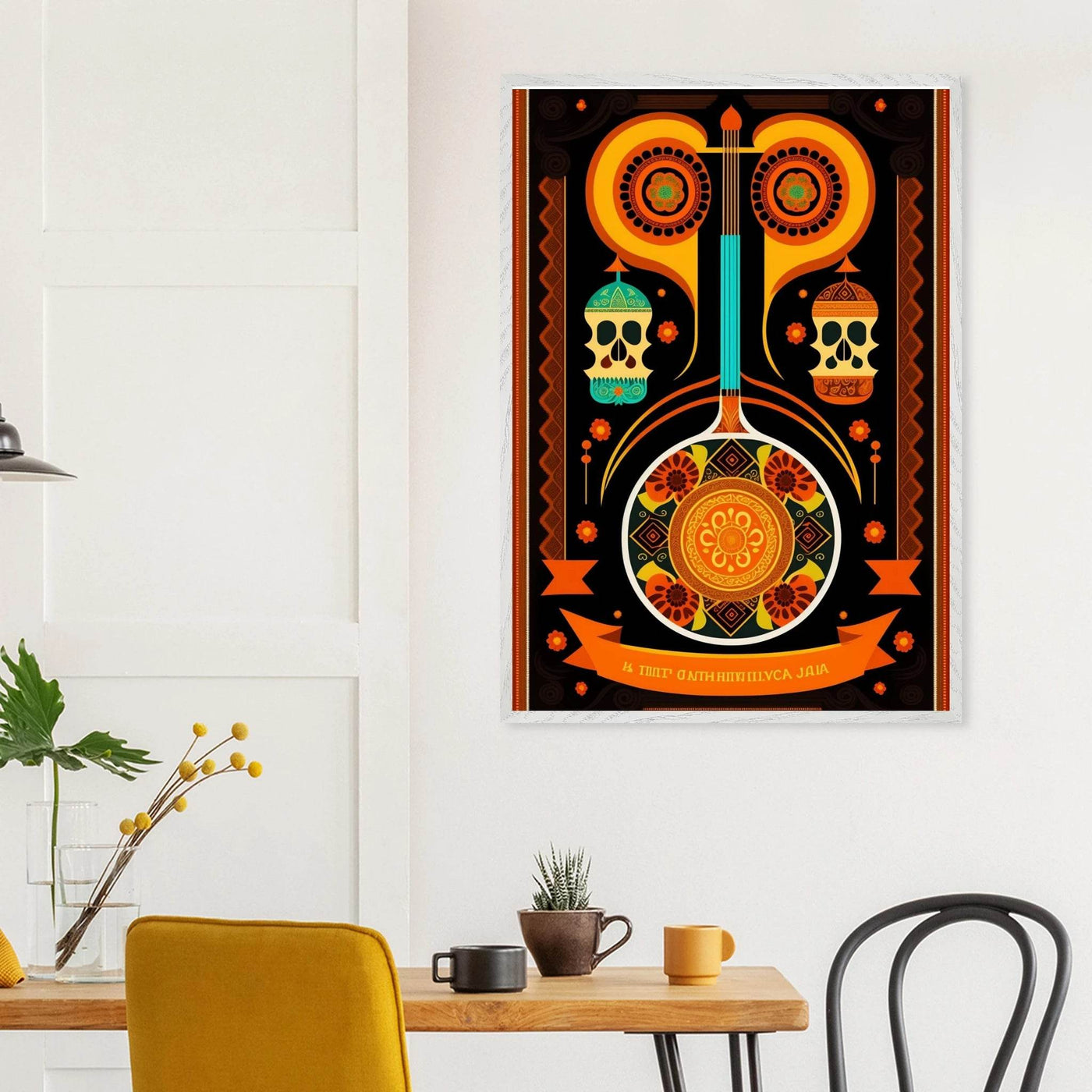Vibrant Day of the Dead Guitar - Vibrantwalls