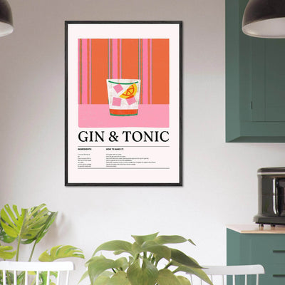 Gin Tonic Cocktail Recipe Minimalist Design Print - Vibrantwalls