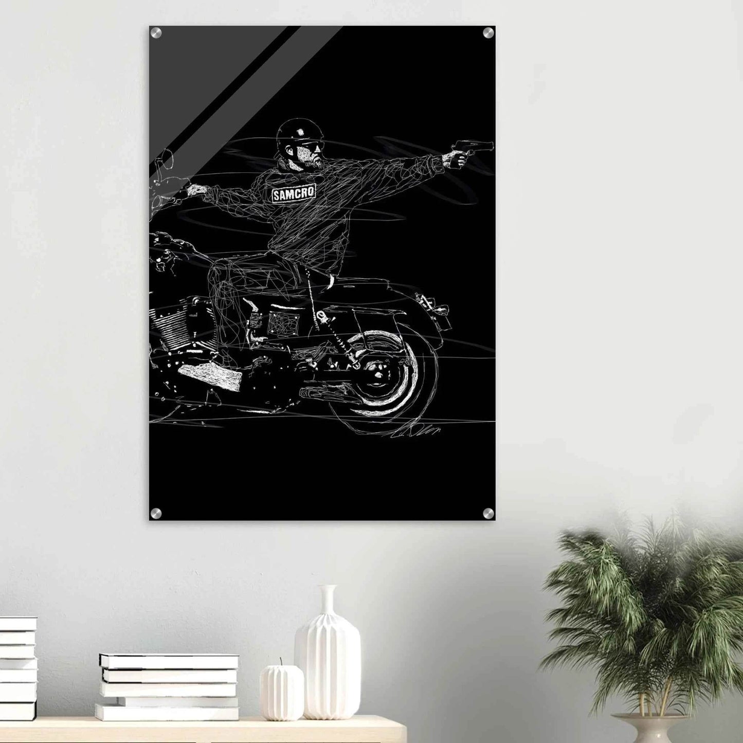 Sons of Anarchy Jax Teller Acrylic Print – Iconic Black & White Sketch Wall Art - Vibrantwalls