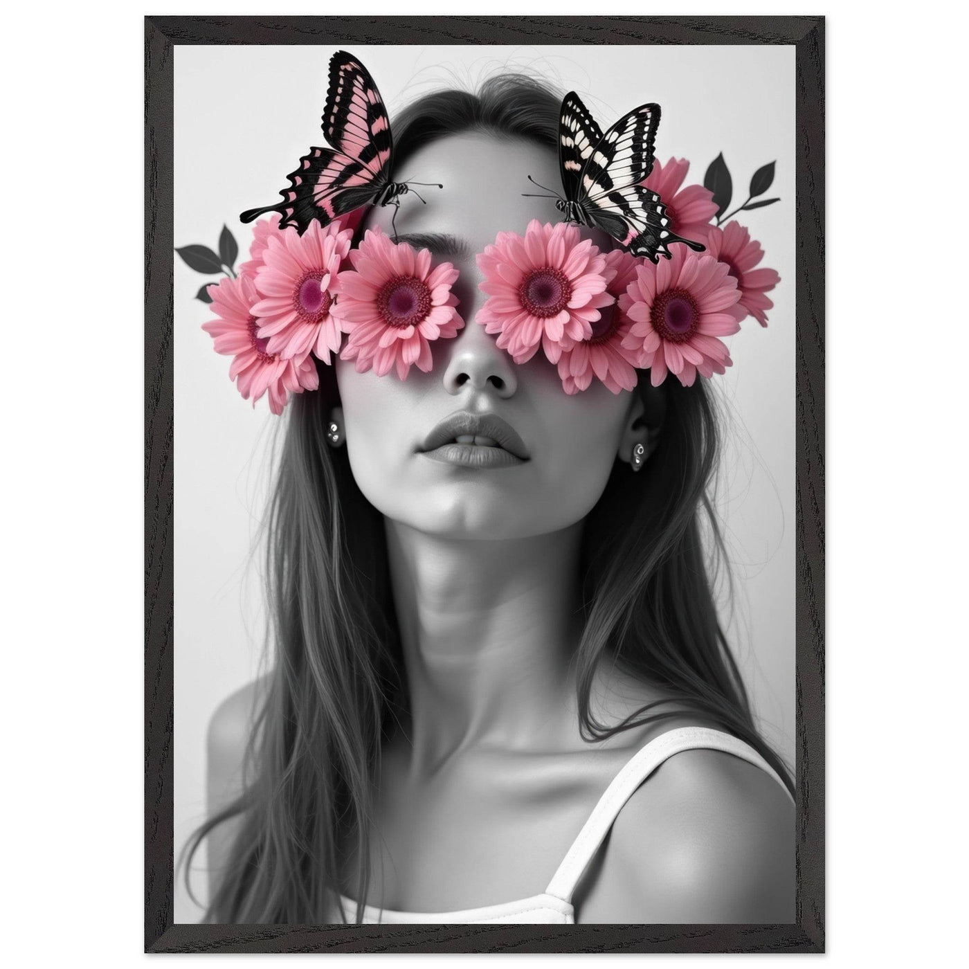 Woman With Flowers Decor - Elegant Floral Art for Home Decor - Vibrantwalls