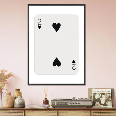 Minimalist Two of Hearts Poker Card Art Print - Framed Eco-Friendly Wooden Poster - Vibrantwalls