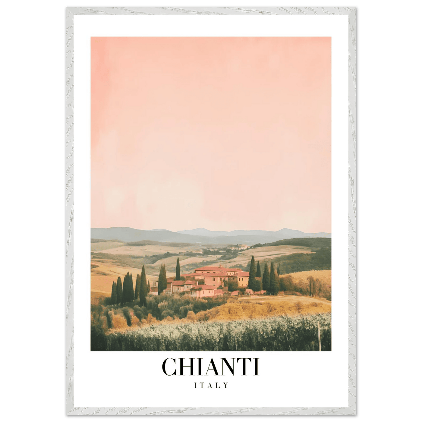 Chianti, Italy Framed Poster – Vintage Tuscan Countryside Wall Art with Customizable Wooden Frame - Vibrantwalls