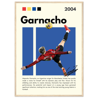 Alejandro Garnacho Manchester United Dynamic Football Poster 50x70 cm 20x28″ Wood frame Vibrantwalls