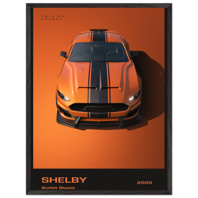 Shelby Super Snake 2020 "Twister Orange" Framed Poster | Modern Automotive Art, Ready-to-Hang Premium Quality 60x80 cm 24x32″ Black frame Vibrantwalls