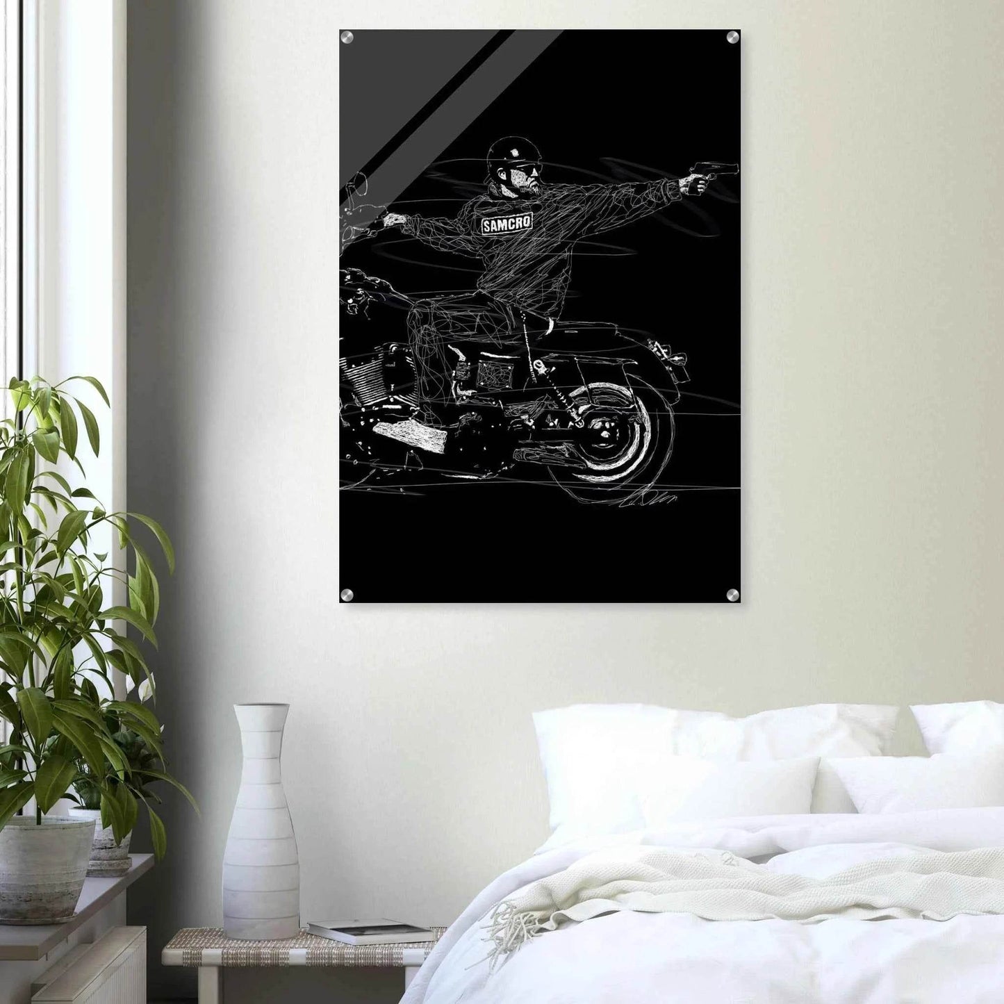 Sons of Anarchy Jax Teller Acrylic Print – Iconic Black & White Sketch Wall Art - Vibrantwalls