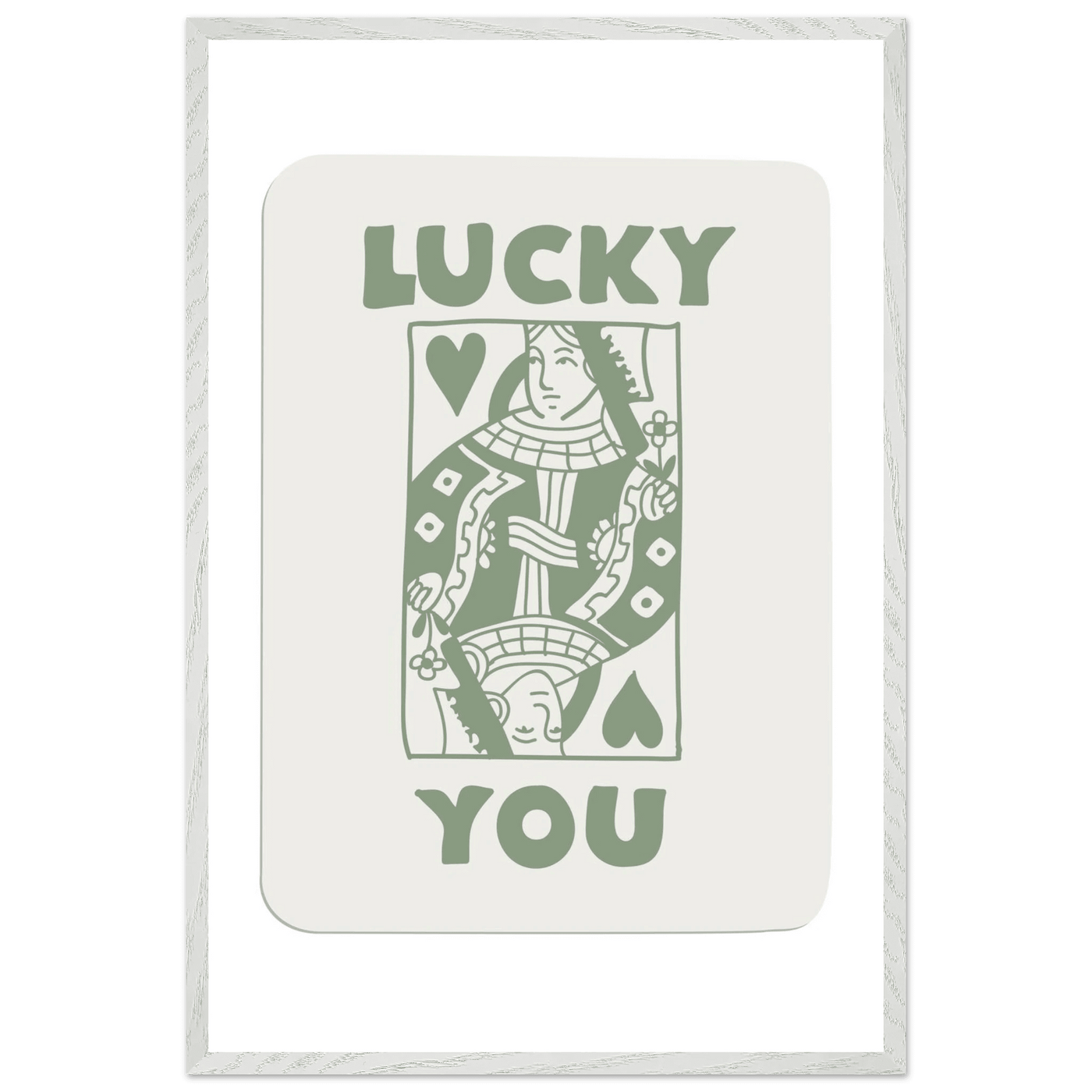 Lucky You Poker Card Print - Queen of Hearts Framed Art - Eco-Friendly Wood Frame - Vibrantwalls