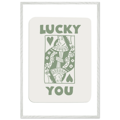 Lucky You Poker Card Print - Queen of Hearts Framed Art - Eco-Friendly Wood Frame - Vibrantwalls