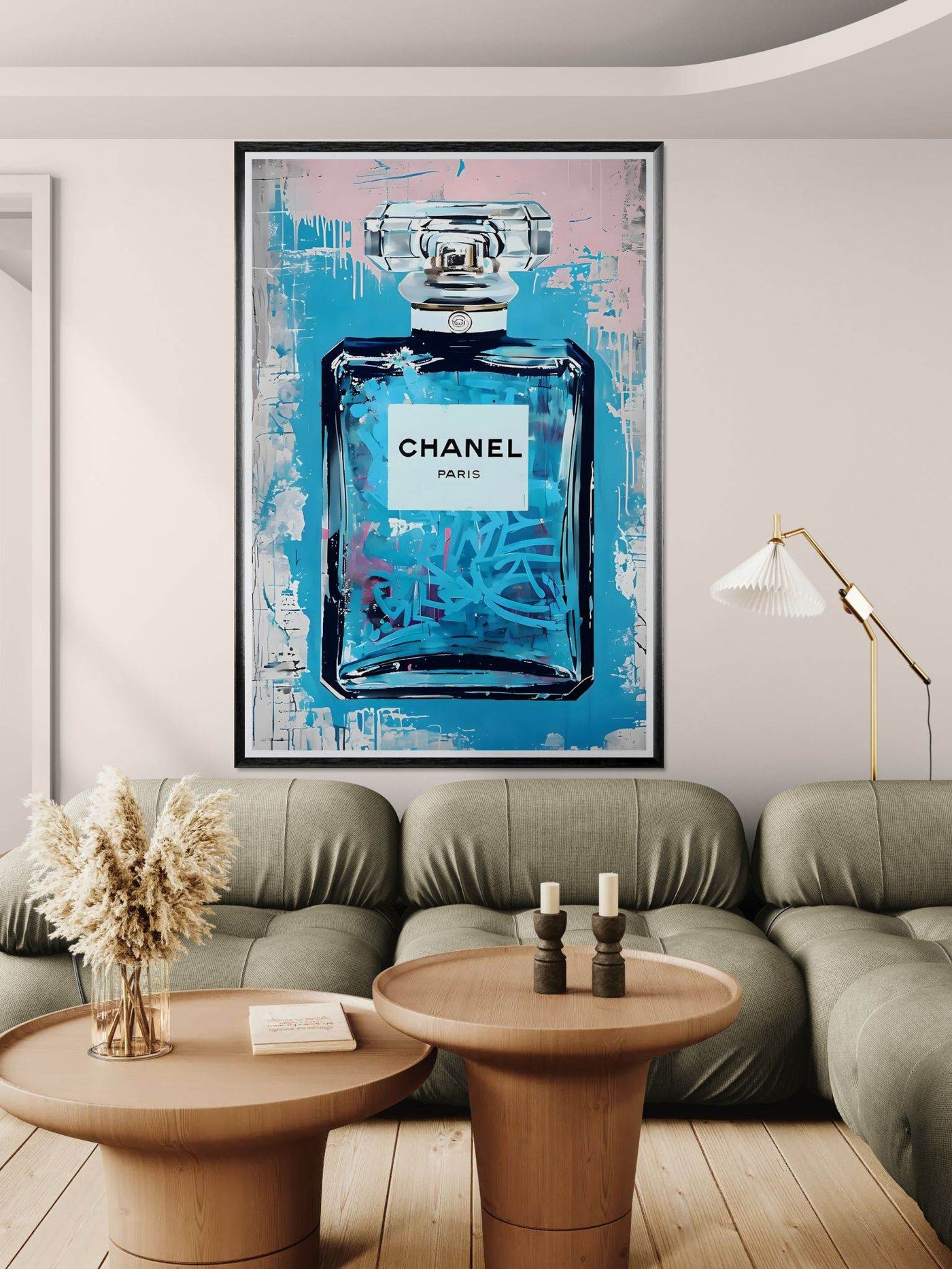 Abstract Chanel No. 5 Art Print in Mounted Frame - Iconic Glamour for Modern Decor - Vibrantwalls