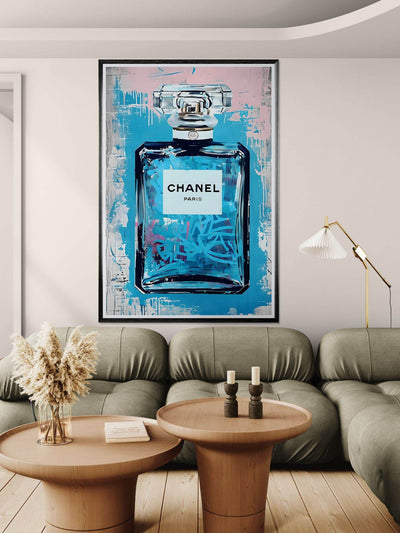 Abstract Chanel No. 5 Art Print in Mounted Frame - Iconic Glamour for Modern Decor - Vibrantwalls