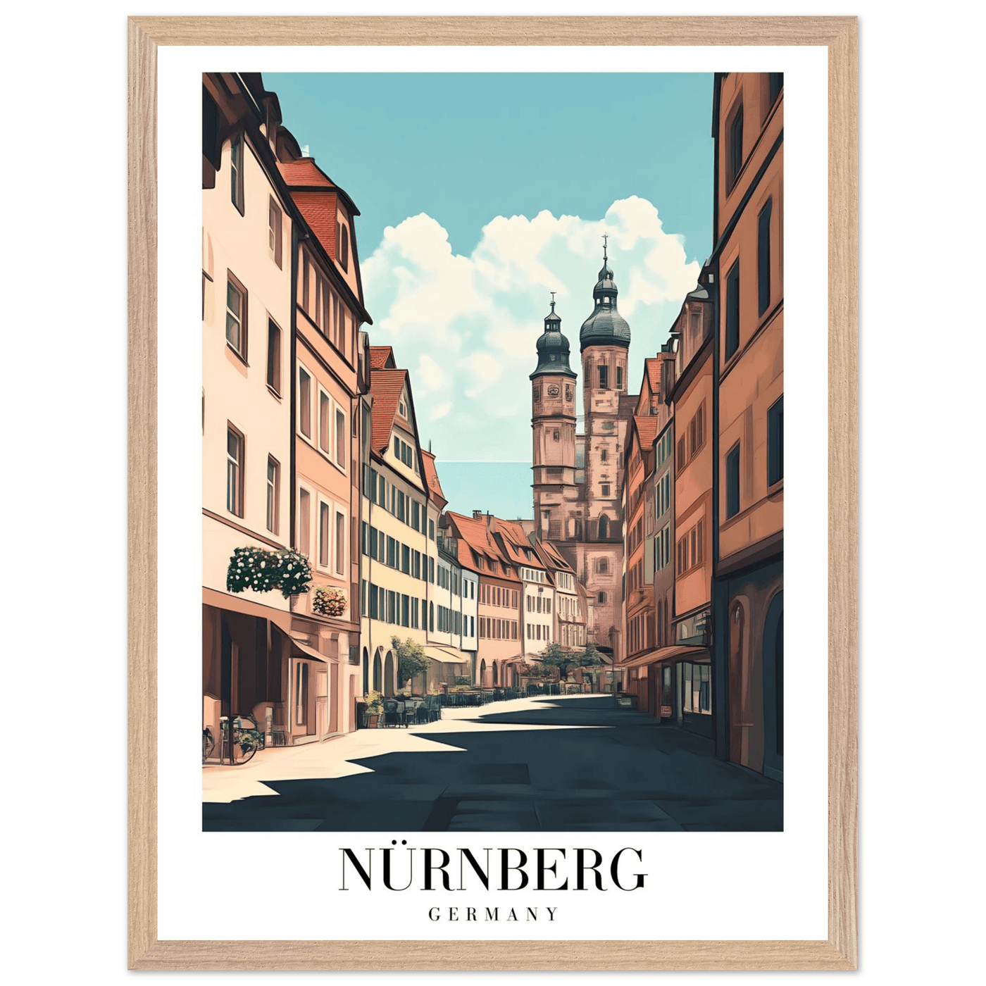 Nürnberg Germany Framed Poster – Vintage European Street Scene Wall Art with Wooden Frame - Vibrantwalls