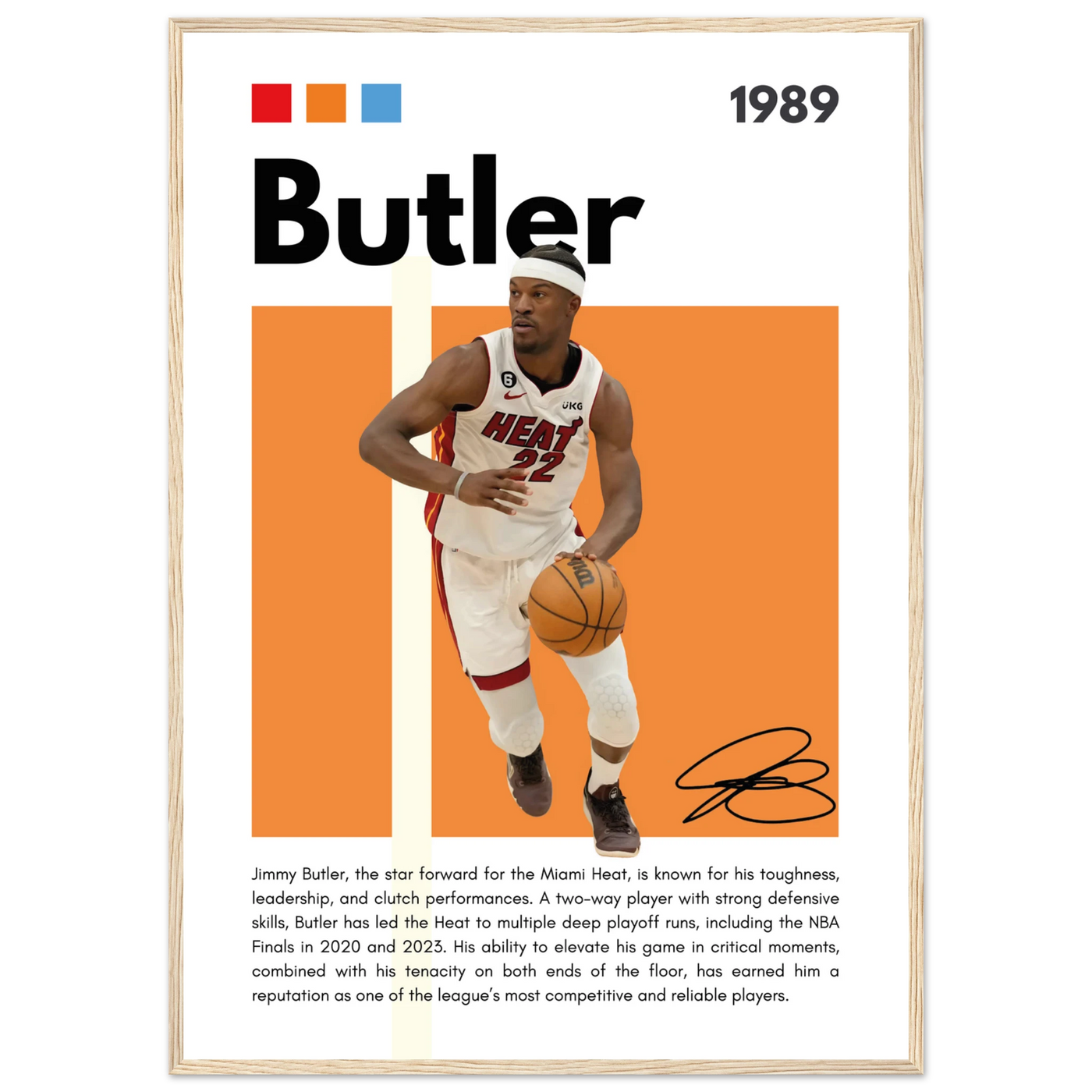 Jimmy Butler Heat Culture Miami Framed Poster A1 (59.4 x 84.1 cm) Wood frame Vibrantwalls