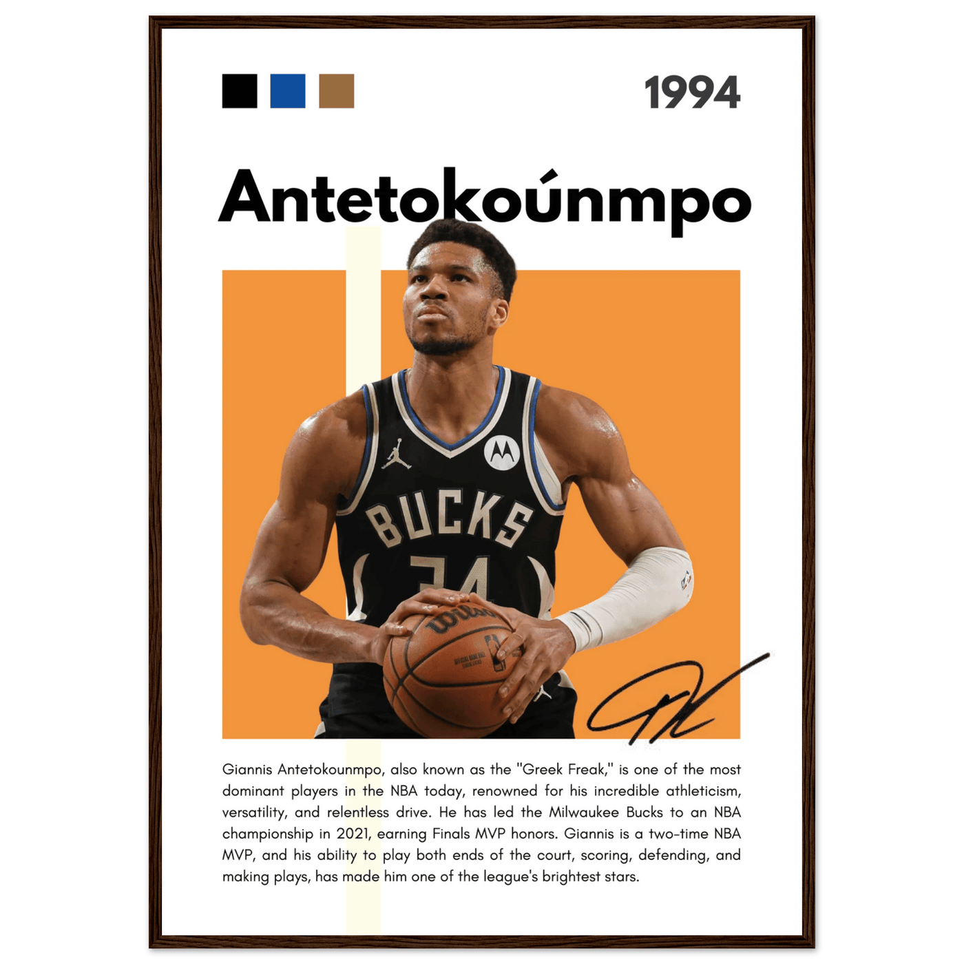 Giannis Antetokounmpo Greek Freak Bucks Poster - Vibrantwalls